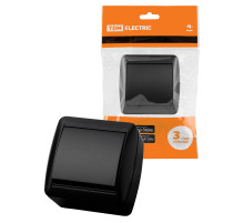 TDM Выключатель 1-кл. открытой установки IP44 10А графит 