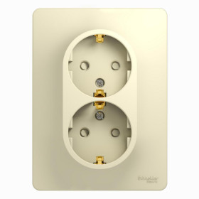 Systeme Electric Glossa Беж Розетка 2-я с/з со шторками (в сборе с рамкой)