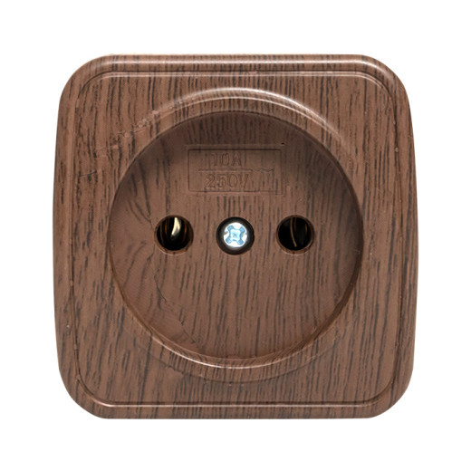 Розетка 1-местная ОП Минск 10А без заземления тёмное дерево EKF