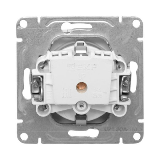 Механизм розетки, 16А, с заземлением, без шторок, алюминий Эпика EKF