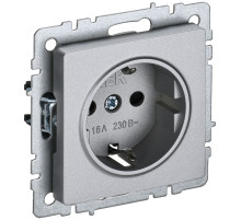 IEK BRITE BASE Алюминий Розетка 1-м с/з без защ штор 16А РС11-1-0-БрА