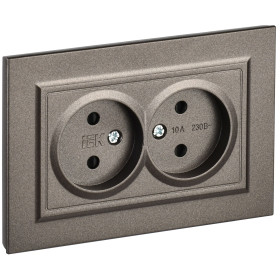 IEK BRITE Темн.бронза Розетка 2-я без з/к с з/ш 10А в сборе РСш12-2-БрТБ