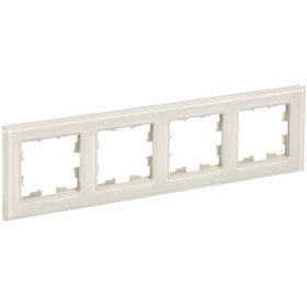 IEK BRITE DECOR Ванильный глянец стекло Рамка 4-м РУ-4-2-БрВа