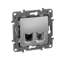 Legrand Etika Алюминий Розетка телефонная + компьютер (RJ11+RJ45) 5 категория  UTP.