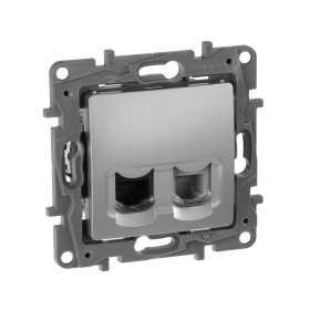 Legrand Etika Алюминий Розетка телефонная + компьютер (RJ11+RJ45) 5 категория  UTP.