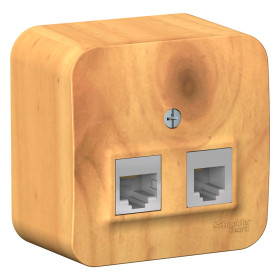 Systeme Electric Blanca наруж Ясень Розетка 2-ая ТЛФ/комп, RJ45+RJ11, кат.5E, изолир. пластина