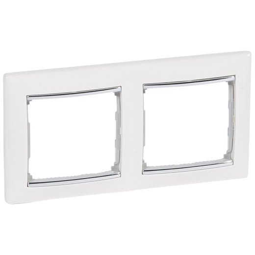 Рамка 2 поста - Legrand Valena - белый/серебряный штрих