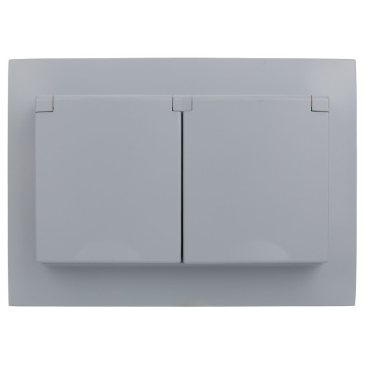 SKANDY Роз. 2-я с кр. 16А в сб IP44 SK-R12Gr сер. IEK