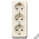 Штепсельная розетка SCHUKO 16А / 250В, тройная накладного монтажа, с монтажной платой,  слоновая кость, AP600