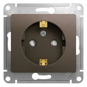 Systeme Electric Glossa Шоколад Розетка с/з со шторками, 16А