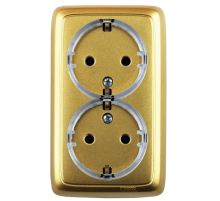 Hegel Альфа наруж Золото РА16-181-07 Розетка с/з двойная