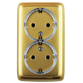 Hegel Альфа наруж Золото РА16-181-07 Розетка с/з двойная