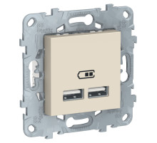 Schneider Electric Unica New Беж Розетка USB, двойная, 5 В / 2100 мА