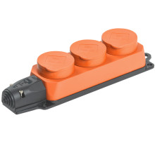 IEK OMEGA РБ33-1-0м Розетка трехместная IP44 оранжевая