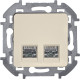 Розетка компьютерная двойная RJ45 категория 5e UTP - Legrand/Daccord Inspiria - слоновая кость
