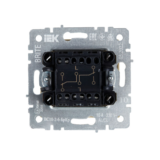 BRITE Выключ. 2-кл. прох. 10А ВС10-2-6-БрКр беж. IEK