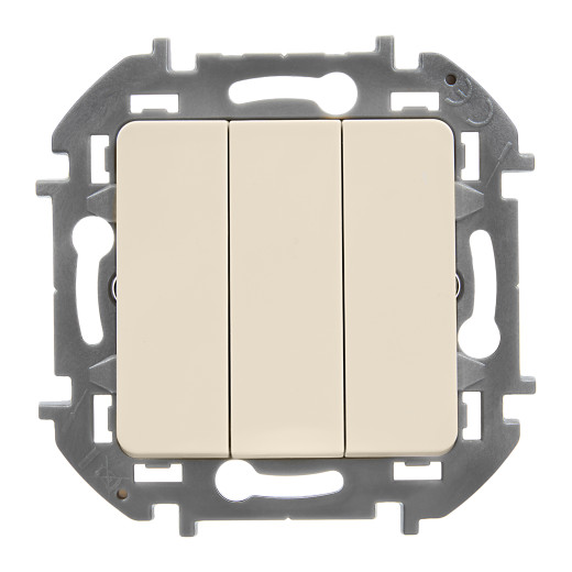Выключатель трёхклавишный - Legrand/Daccord Inspiria - 10АХ 250В винтовые зажимы - слоновая кость