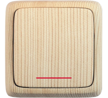 Hegel Альфа наруж Сосна ВА10-114-02 Выключатель 1-клавишный с индикацией, с изол. пластиной