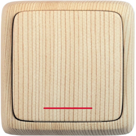 Hegel Альфа наруж Сосна ВА10-114-02 Выключатель 1-клавишный с индикацией, с изол. пластиной