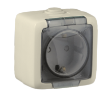 Hegel Альфа IP44 наруж Слоновая кость РА16-211-01 Розетка с/з, брызгозащищенная