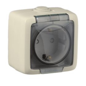 Hegel Альфа IP44 наруж Слоновая кость РА16-211-01 Розетка с/з, брызгозащищенная