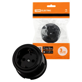 TDM Розетка 2П+З 16А 250В черная «Виви»