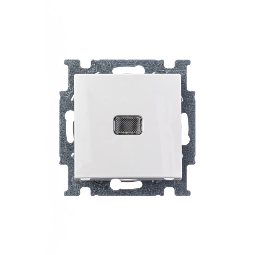 Механизм 1-клавишного, 1-пол. выключателя с клавишей, с линзой подсветки, с лампой, Basic 55, альп. белый