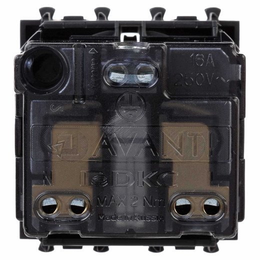 Розетка модульная, 2P+E, с з/ш, Avanti, черный матовый, 2 модуля