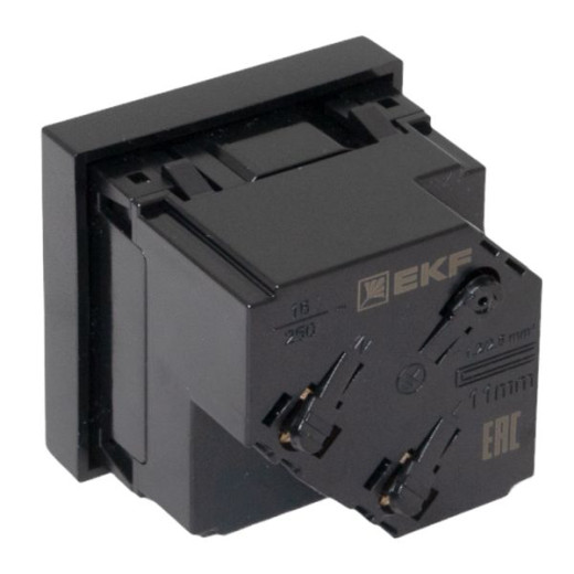 Розетка 45x45 с зазем. 45 градусов, быстрозажимные клеммы, черная, матовая EKF