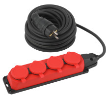 ЭРА Удлинитель силовой UK-4e-3x1,5-10m-IP44(KG) с заземлением 4 розетки каучук 10м КГ 3х1,5мм2 IP44