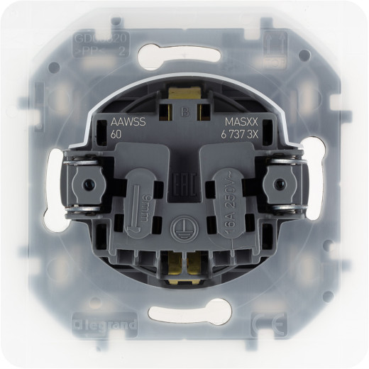 Розетка с заземлением IP44 - Legrand/Daccord Inspiria - со шторками с защитной крышкой 16А 250В винтовые зажимы - антрацит