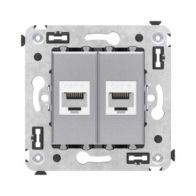 DKC Avanti Компьютерная розетка RJ-45 без шторки в стену, кат.6 двойная, 