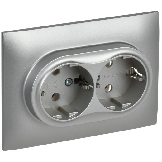 SKANDY Роз. 2-я с з/к без з/ш 16А сб. SK-R08S сереб. IEK