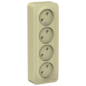 Systeme Electric Blanca наруж Беж Розетка 4-ая б/з без шторок, изолир. пластина 16А, 250В