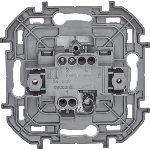 Выключатель кнопочный одноклавишный - Legrand/Daccord Inspiria - с нормально-открытым контактом 6А 250В безвинтовые зажимы - алюминий