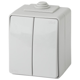 ЭРА Переключатель Эксперт 11-1606-03 двойной IP65 10АХ-250В ОУ серый