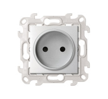 Simon 24 Алюминий Розетка без заземления со шторками 2Р 16A 250В~