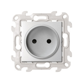 Simon 24 Алюминий Розетка без заземления со шторками 2Р 16A 250В~