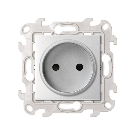 Simon 24 алюминий Розетка без заземления со шторками 2Р 16A 250В~ Harmonie