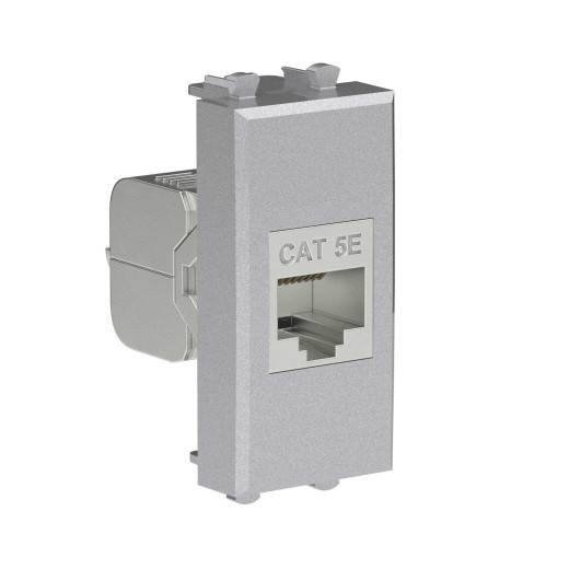 Компьютерная розетка RJ-45 без шторки модульная, кат.5е экранированная, Avanti, закаленная сталь, 1 модуль