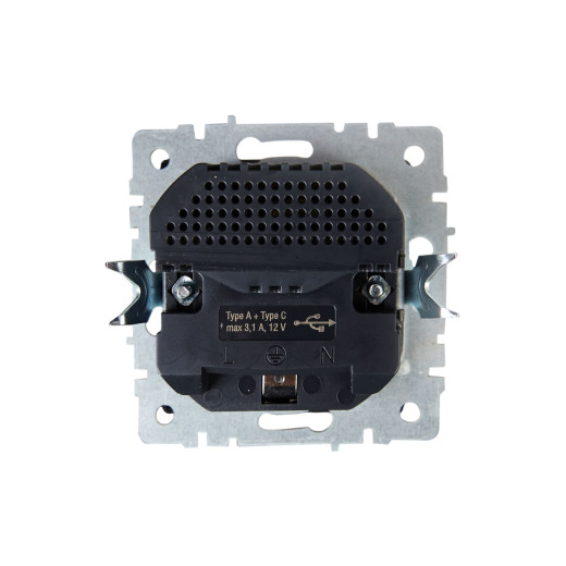 BRITE Роз. с з/к/ш 16А с USB A+C 18Вт РЮш11-1-БрТБ бр. IEK