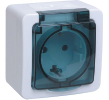 IEK GERMES PLUS РСб20-3-ГПБд Розетка 1м с з/к о/у IP54 (цвет крышки: дымчатый)