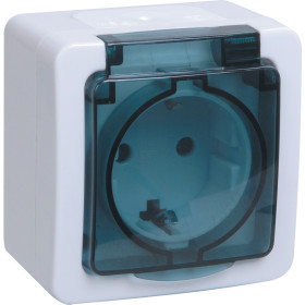 IEK GERMES PLUS РСб20-3-ГПБд Розетка 1м с з/к о/у IP54 (цвет крышки: дымчатый)