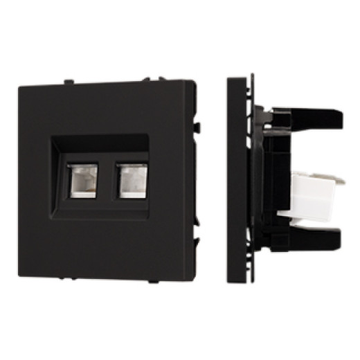 Механизм сдвоенной компьютерной розетки SCT-NOBE-MPC2-SFPL-BK (RJ-45, CAT6) (Arlight, Черный оникс)