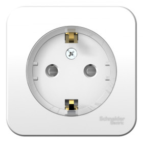 Systeme Electric Blanca наруж Бел Розетка с/з со шторками, (тонкая) 16А, 250В изолир. пластина