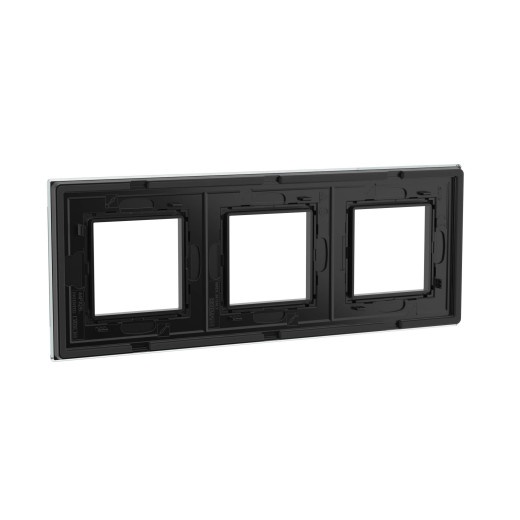 Рамка из натурального стекла 3 поста (6 мод.),  Avanti, черная