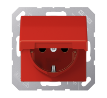 JUNG Штепсельная розетка SCHUKO 16A 250V~ с крышкой красная