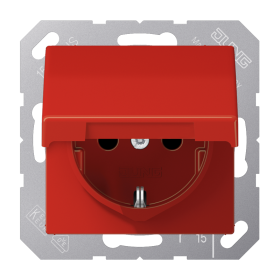 JUNG Штепсельная розетка SCHUKO 16A 250V~ с крышкой красная