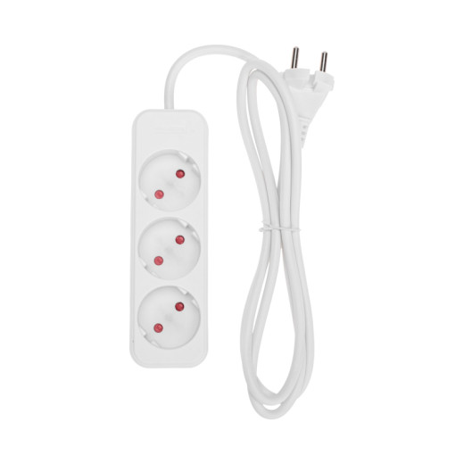 Удлинитель STANDARD 3 гнезда, 1,5м, 2x1,0мм², б/з, белый REXANT