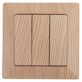 Intro 4-106-11 Выключатель тройной, 10А-250В, СУ, Solo, сосна (10/200/2400)